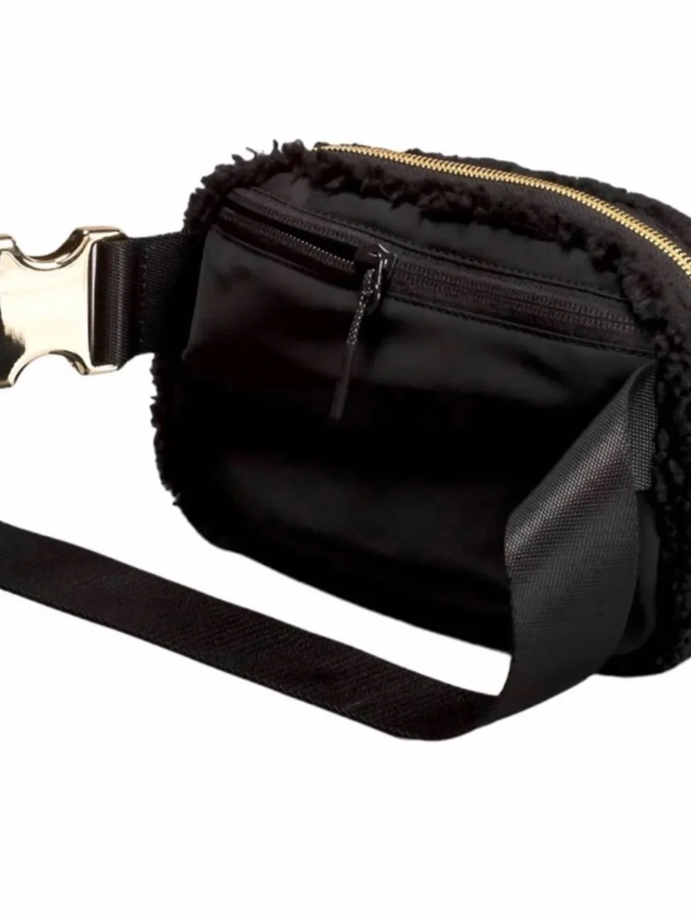 lululemon Black Sherpa Pouch with Gold Hardware